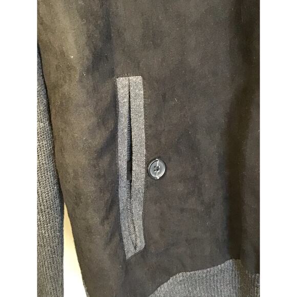 Tasso Elba Mens Faux Suede Knit Sweater/ Bomber Jacket Sz.Small Black NWT - Picture 5 of 10